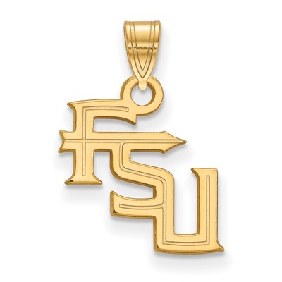 Sterling Silver Gold-plated LogoArt Florida State University F-S-U Small Pendant