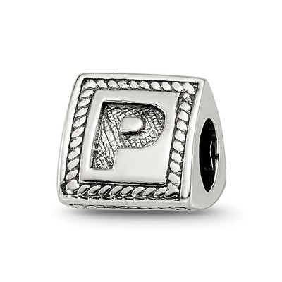 Sterling Silver Reflections Letter P Triangle Block Bead