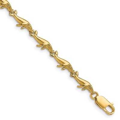 14k Polished Whale 7.5 inch Bracelet
