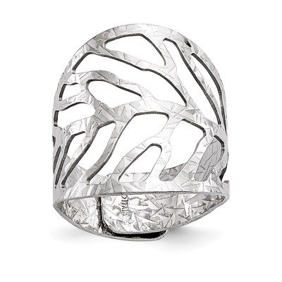 Sterling Silver Rhodium-Plated Adjustable Ring