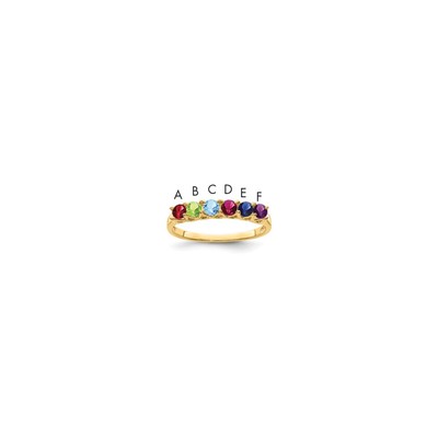 14k Genuine 6 Stone Mother's Ring