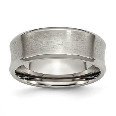 Chisel Titanium Brushed and Polished Concave 8mm Beveled Edge Band