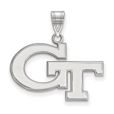 Sterling Silver Rhodium-plated LogoArt Georgia Institute of Technology G-T Medium Pendant