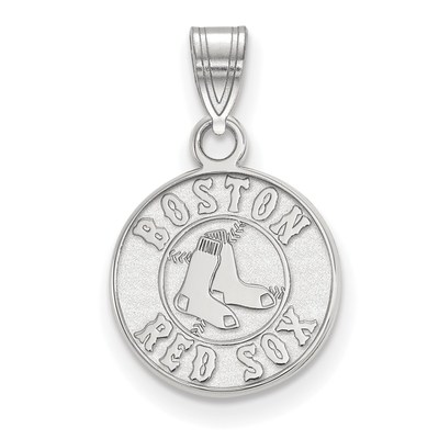 10k White Gold Major League Baseball LogoArt Boston Red Sox Small Pendant