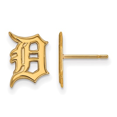 10k Gold MLB LogoArt Detroit Tigers Letter D Small Post Earrings