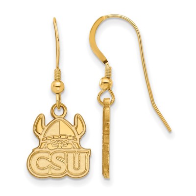 Sterling Silver Gold-plated LogoArt Cleveland State University Small Dangle Wire Earrings