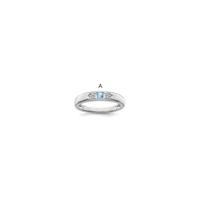 14K White Gold Family Jewelry Synthetic Stone & Diamond Set Ring