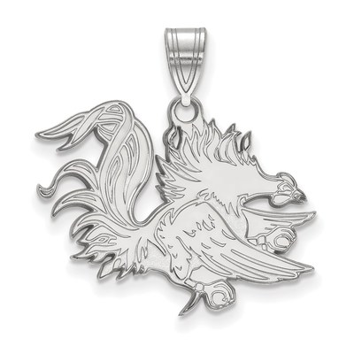 10k White Gold LogoArt University of South Carolina Gamecock Large Pendant