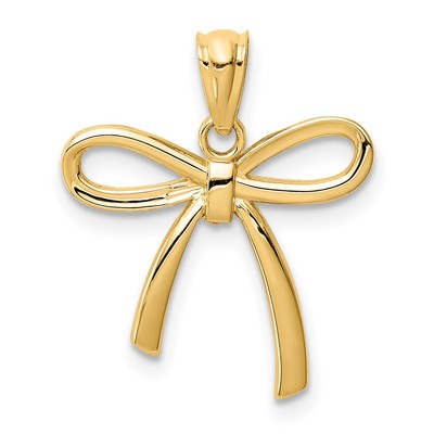 14k Gold Polished Small Ribbon Bow Pendant