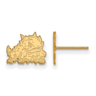 14k Gold LogoArt Texas Christian University Horned Frog Extra Small Post Earrings