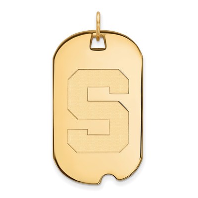 14k Gold LogoArt Michigan State University Letter S Large Dog Tag Pendant