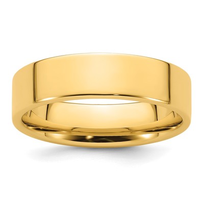 14k Yellow Gold 6mm Standard Weight Flat Comfort Fit Wedding Band Size 5.5