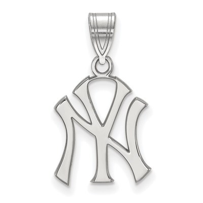 10k White Gold Major League Baseball LogoArt New York Yankees N-Y Medium Pendant