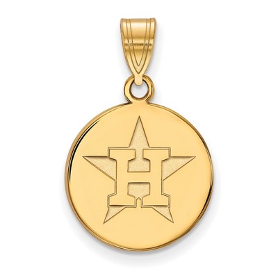 Sterling Silver Gold Plated Major League Baseball LogoArt Houston Astros H Disc Pendant