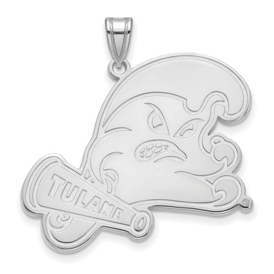 14k White Gold LogoArt Tulane University Extra Large Pendant