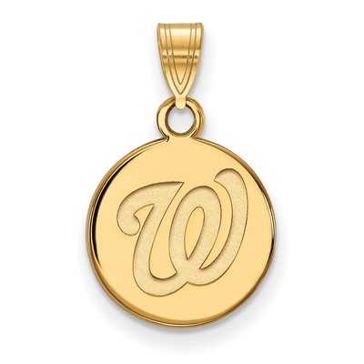 Sterling Silver Gold Plated Major League Baseball LogoArt Washington Nationals Disc Pendant