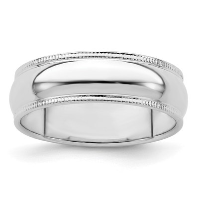 Sterling Silver 6mm Half Round Milgrain Size 9 Band