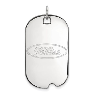 14k White Gold LogoArt University of Mississippi Ole Miss Large Dog Tag Pendant