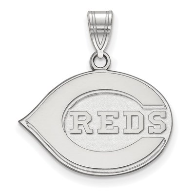 10k White Gold Major League Baseball LogoArt Cincinnati Reds Medium Pendant