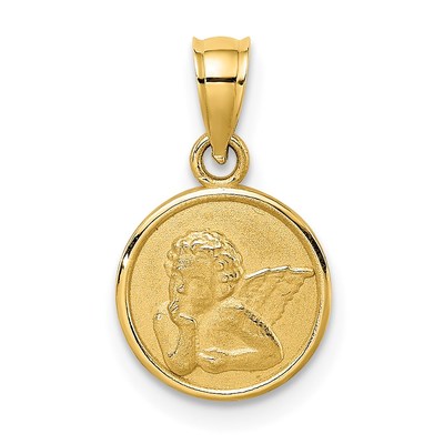 14k 10mm Textured Angel Coin Charm