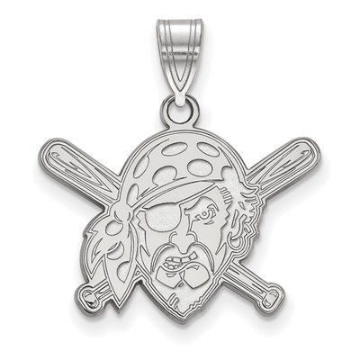Sterling Silver Rhodium Plated Major League Baseball LogoArt Pittsburgh Pirates Medium Pendant