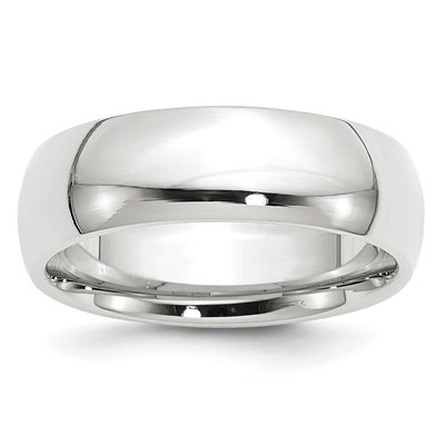 14k White Gold 7mm Standard Weight Comfort Fit Wedding Band Size 9