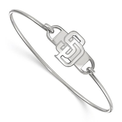 Sterling Silver Rhodium Plated Major League Baseball LogoArt San Diego Padres S-D Wire Bangle
