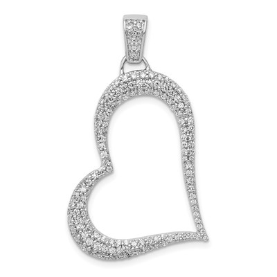 14k White Gold 5/8 carat Diamond Heart Pendant