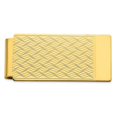 Gold-plated Kelly Waters Woven Pattern Hinged Money Clip