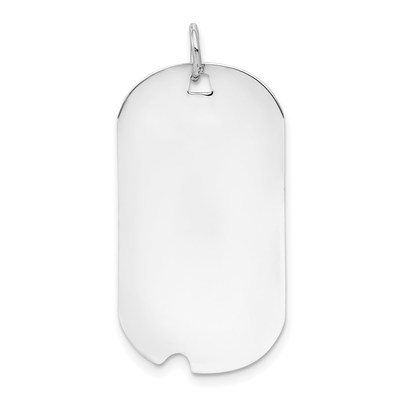 14k White Gold Plain .035 Gauge Engravable 30x16mm Dog Tag with Notch Disc Charm