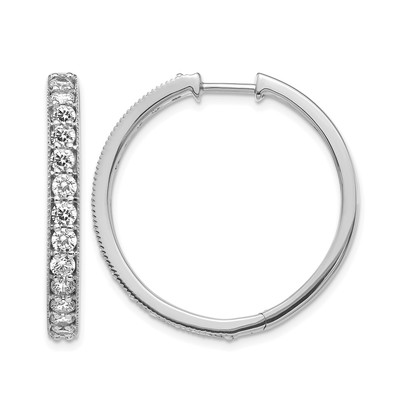 14k White Gold Diamond Milgrain Hinged Hoop Earrings