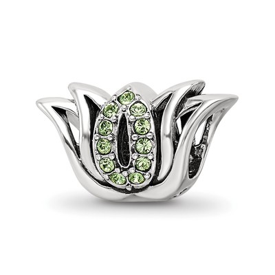 Sterling Silver Reflections with Crystals Pav? Lotus Bead