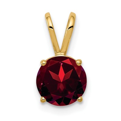 14k 7mm Round Garnet Pendant