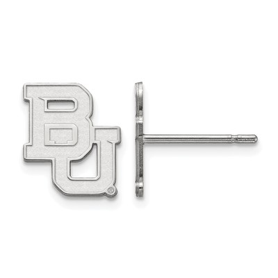 14k White Gold LogoArt Baylor University Bears Extra Small Post Earrings