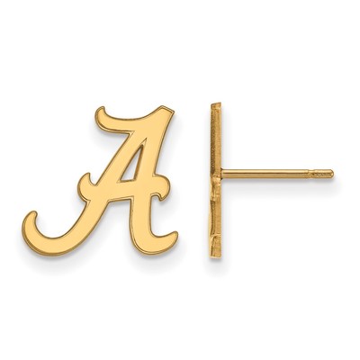 Sterling Silver Gold-plated LogoArt University of Alabama Letter A Small Post Earrings