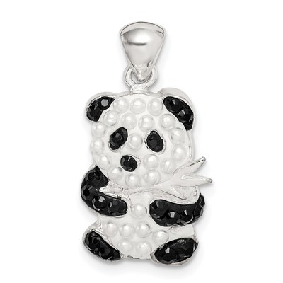 Sterling Silver Imitation Pearl & Preciosa Crystal Panda Pendant