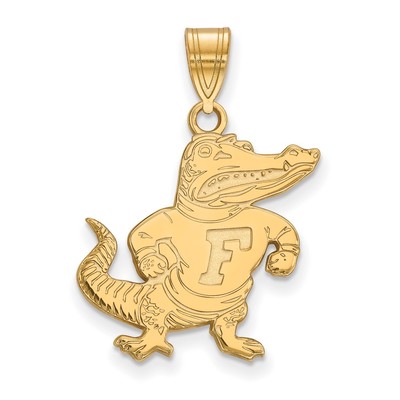 Sterling Silver Gold-plated LogoArt University of Florida Gator Large Pendant