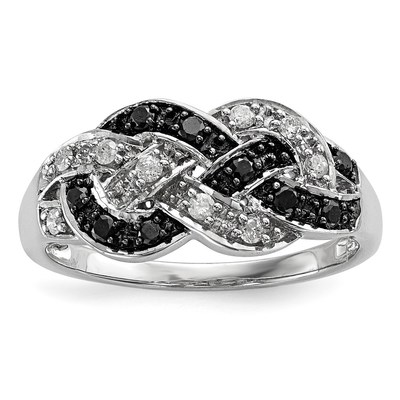 SS RH Plated White Night Black & White Diamond Ring