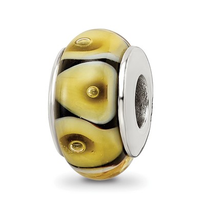 Sterling Silver Reflections Yellow Hand-blown Glass Bead