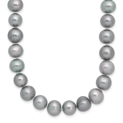 Sterling Silver Rhodium-plated 8-9mm Grey Near-Round Freshwater Cultured Pearl 20 inch Necklace