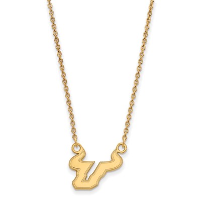 10k Gold LogoArt University of South Florida Bull Small Pendant 18 inch Necklace