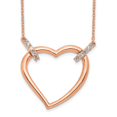 14k Rose Gold 1/4 carat Diamond Heart 18 inch Necklace