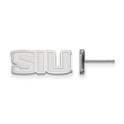 Sterling Silver Rhodium-plated LogoArt Southern Illinois University S-I-U Extra Small Post Earrings