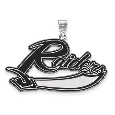 Sterling Silver Rhodium-plated LogoArt Mt Union College Raiders Extra Large Enameled Pendant