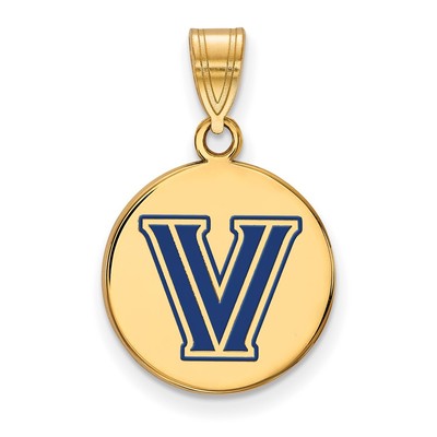 Sterling Silver Gold-plated LogoArt Villanova University Letter V Medium Enameled Disc Pendant