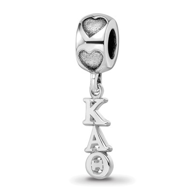 Sterling Silver RH-Plate LogoArt Kappa Alpha Theta Vertical Letters Heart B