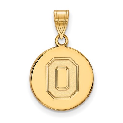 Sterling Silver Gold-plated LogoArt The Ohio State University Letter O Medium Disc Pendant