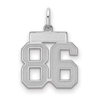 Sterling Silver/Rhodium-plated Satin Number 86 Charm