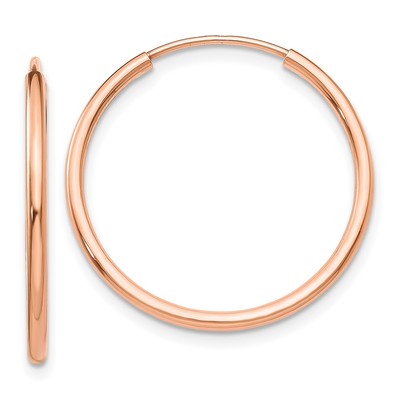 14k Rose Gold 1.50mm Polished Endless Tube Hoop Earrings