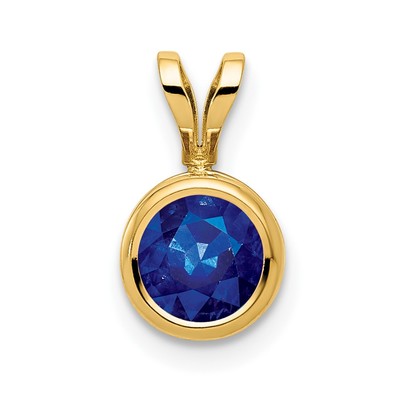 14k 6mm Sapphire Bezel-set Pendant